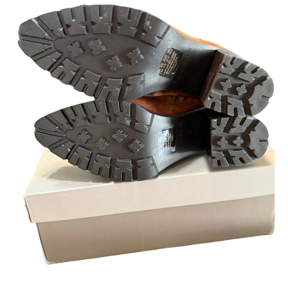 Franco Sarto Trent Women’s Ankle Boots Russet Brown Suede Leather Sz 7.5 WNWB - Picture 3 of 16